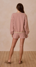 Load image into Gallery viewer, Oversized Crew & Short Set - Poppy Stripe