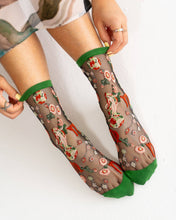 Load image into Gallery viewer, Virgo Zodiac Black Sheer Crew Sock