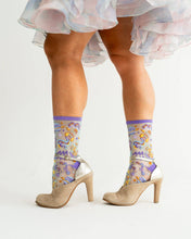 Load image into Gallery viewer, Aquarius Zodiac Shimmer Sheer Crew Sock