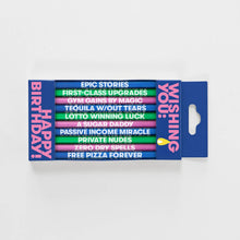 Load image into Gallery viewer, Wishing You: Cheeky Edition - Long Birthday Candles, 10 Pack