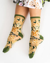 Load image into Gallery viewer, Taurus Zodiac Shimmer Sheer Crew Sock