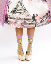 Load image into Gallery viewer, Heart Floral Sheer Crew Sock