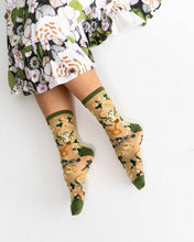 Load image into Gallery viewer, Taurus Zodiac Shimmer Sheer Crew Sock