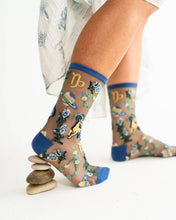 Load image into Gallery viewer, Capricorn Zodiac Shimmer Sheer Crew Sock
