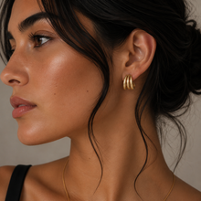 Load image into Gallery viewer, Gold Three Hoop Huggie - Earring