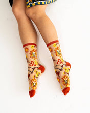 Load image into Gallery viewer, Leo Zodiac Shimmer Sheer Crew Sock