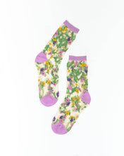 Load image into Gallery viewer, Heart Floral Sheer Crew Sock