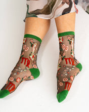 Load image into Gallery viewer, Virgo Zodiac Black Sheer Crew Sock
