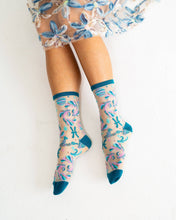 Load image into Gallery viewer, Pisces Zodiac Shimmer Sheer Crew Sock
