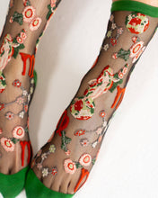 Load image into Gallery viewer, Virgo Zodiac Black Sheer Crew Sock