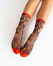 Load image into Gallery viewer, Sagittarius Zodiac Shimmer Sheer Crew Sock