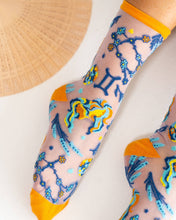 Load image into Gallery viewer, Gemini Zodiac Shimmer Sheer Crew Sock