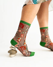Load image into Gallery viewer, Virgo Zodiac Black Sheer Crew Sock