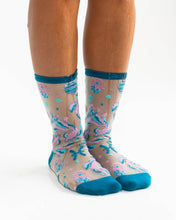 Load image into Gallery viewer, Pisces Zodiac Shimmer Sheer Crew Sock