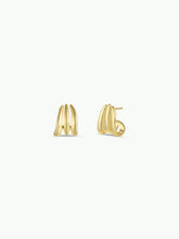 Load image into Gallery viewer, Gold Three Hoop Huggie - Earring