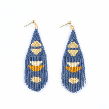 Load image into Gallery viewer, Beaded Boho Half Moon Earrings - Blue