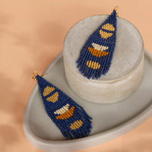 Load image into Gallery viewer, Beaded Boho Half Moon Earrings - Blue