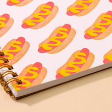 Load image into Gallery viewer, Letterpress Spiral Notebook - Hot Dogs