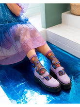 Load image into Gallery viewer, Pop Art Planets Black Sheer Crew Sock