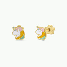 Load image into Gallery viewer, Unicorn Flat Back Enamel Earrings