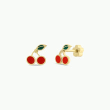 Load image into Gallery viewer, Cherry Flat Back Enamel Earrings