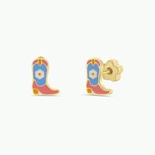 Load image into Gallery viewer, Boot Flat Back Enamel Earrings