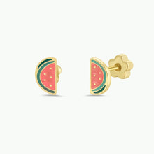 Load image into Gallery viewer, Watermelon Flat Back Enamel Earrings