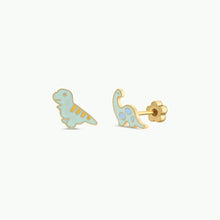 Load image into Gallery viewer, Dino Flat Back Enamel Earrings