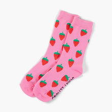 Load image into Gallery viewer, Pink Strawberry Crew Sock