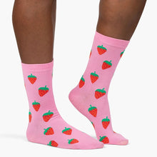 Load image into Gallery viewer, Pink Strawberry Crew Sock