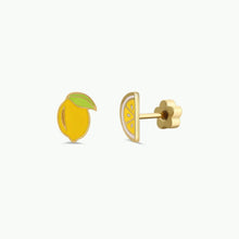 Load image into Gallery viewer, Lemon Flat Back Enamel Earrings