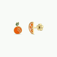 Load image into Gallery viewer, Orange Flat Back Enamel Earrings