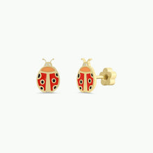 Load image into Gallery viewer, Lady Bug Enamel Flat Back Earrings