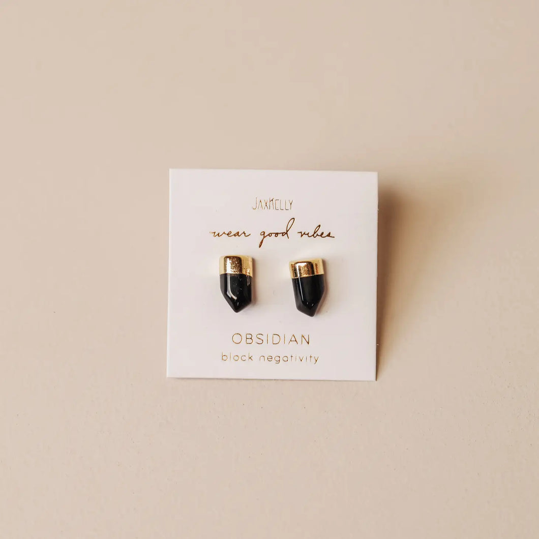 Gold Dip Obsidian Point Studs