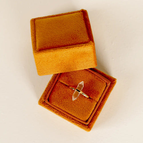 Velvet Square Jewelry Box - Burnt Orange