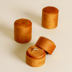 Velvet Circle Jewelry Box - Burnt Orange