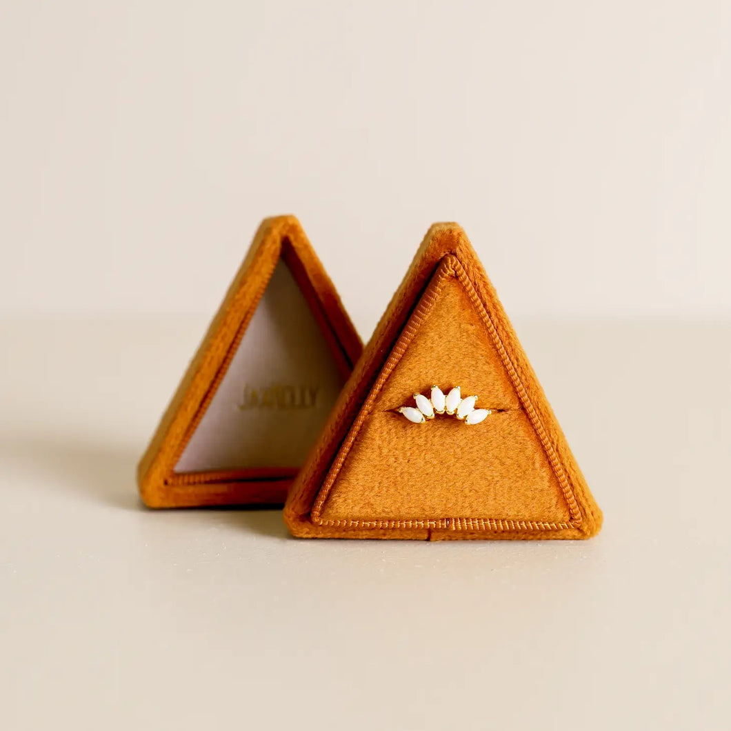 Velvet Triangle Jewelry Box - Burnt Orange