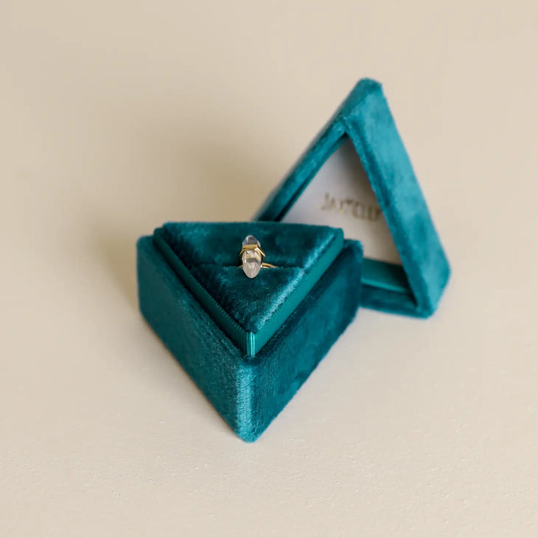 Velvet Triangle Jewelry Box - Teal