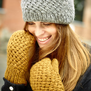 Palermo Wool Knit Mittens - Ocre