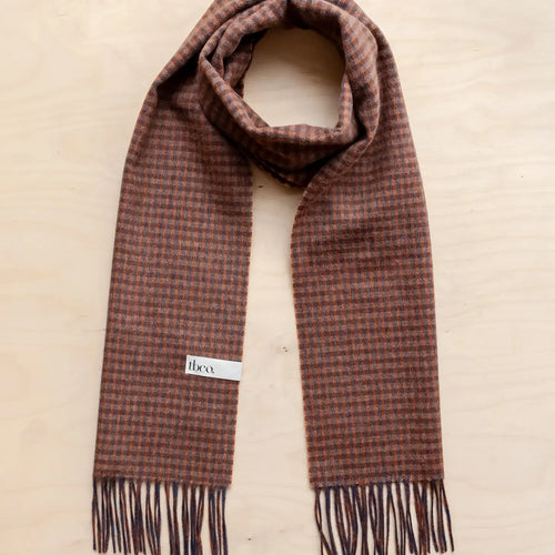 Lambswool Scarf - Coffee Check