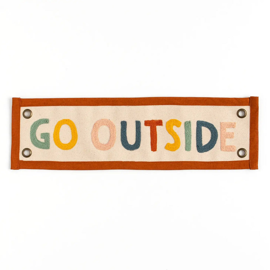 Rainbow Go Outside Canvas Banner