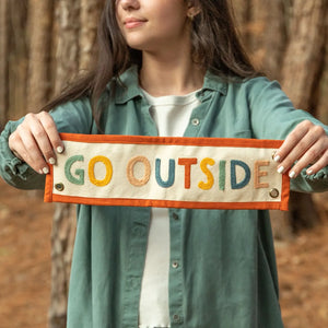 Rainbow Go Outside Canvas Banner