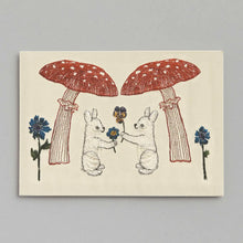 Load image into Gallery viewer, Mushroom Bunny Friends Embroidered Card