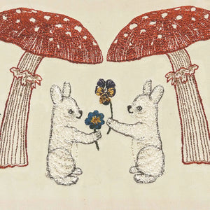 Mushroom Bunny Friends Embroidered Card