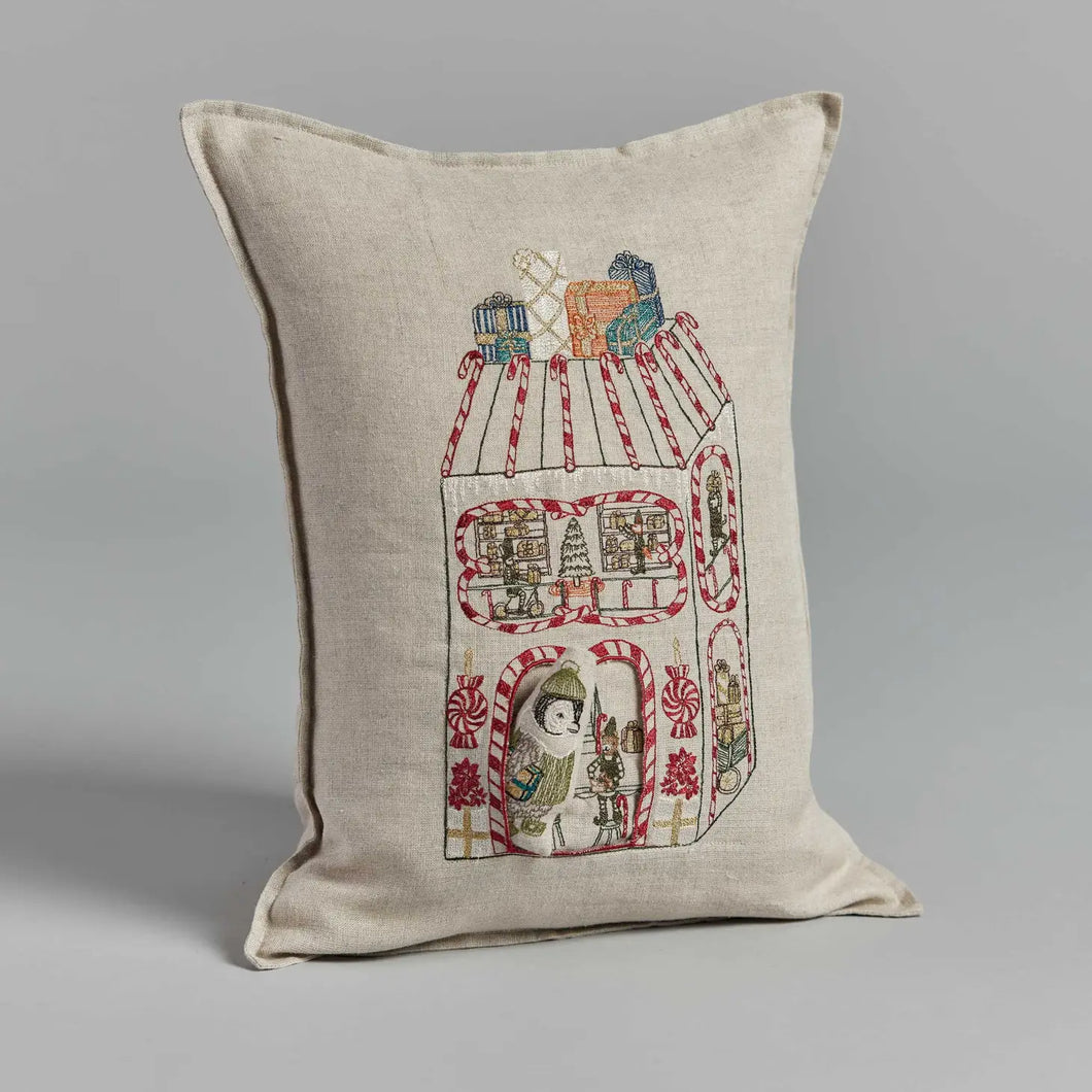 North Pole Toy Workshop Pocket Pillow