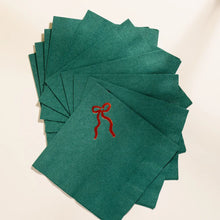 Load image into Gallery viewer, Cocktail Napkins - Green &amp; Red Bow