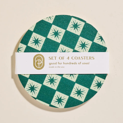 Coasters - Green Checkered Star