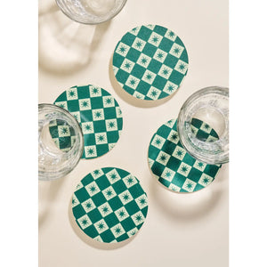 Coasters - Green Checkered Star