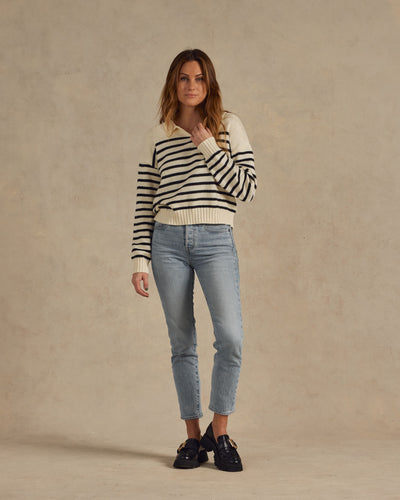 Collared Sweater - Black Stripe