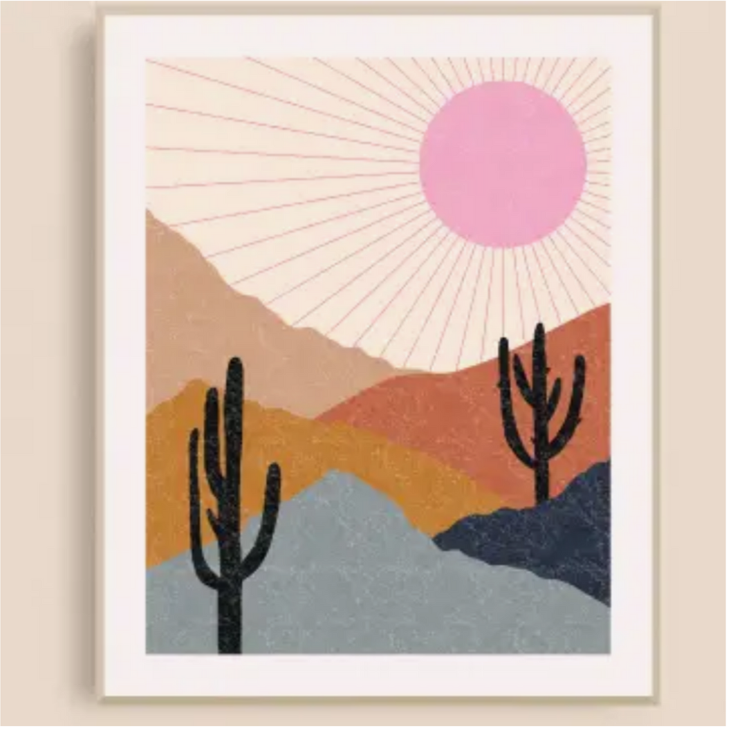 Pink Desert Sunburst Art Print